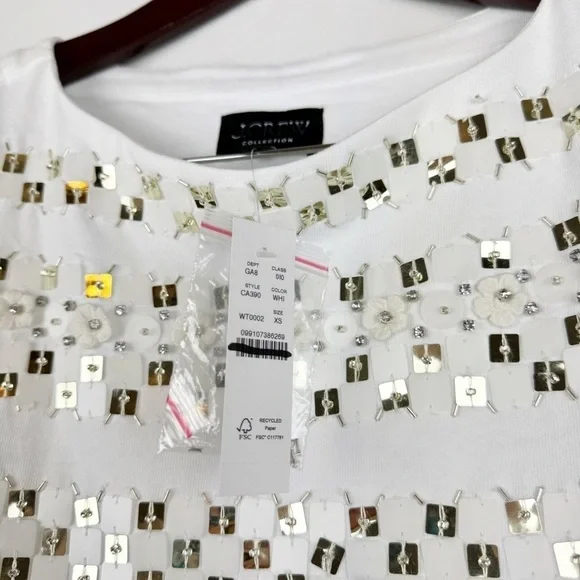J. Crew Limited-Edition Embellished Top Floral Appliques White Size XS NWT - Picture 5 of 7